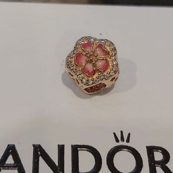 Auth PANDORA *Country Edition RARE* Pink Sparkling Peach Blossom Flower 788079CZ - Picture 2 of 11